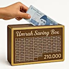 Wooden Umrah Saving Box – Premium 210,000 Goal Money Box